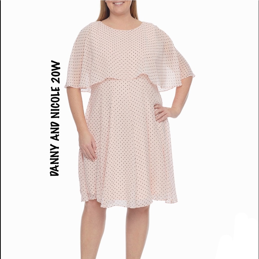 Danny and Nicole Pink Polka Dot Fit & Flare Dress EUC 20W